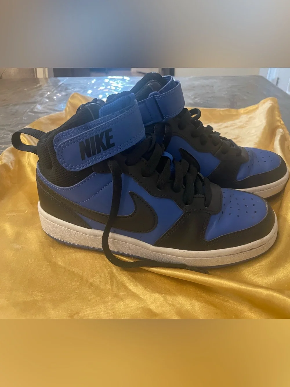 Nike Black and Royal Blue High-Top Sneakers